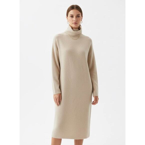 Zara Dresses & Skirts - Zara Women’s Small Cream Fleece Mock Neck Midi Dress